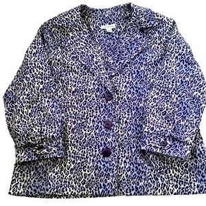 Joan Rivers, Blue And White Leopard Print, Size L